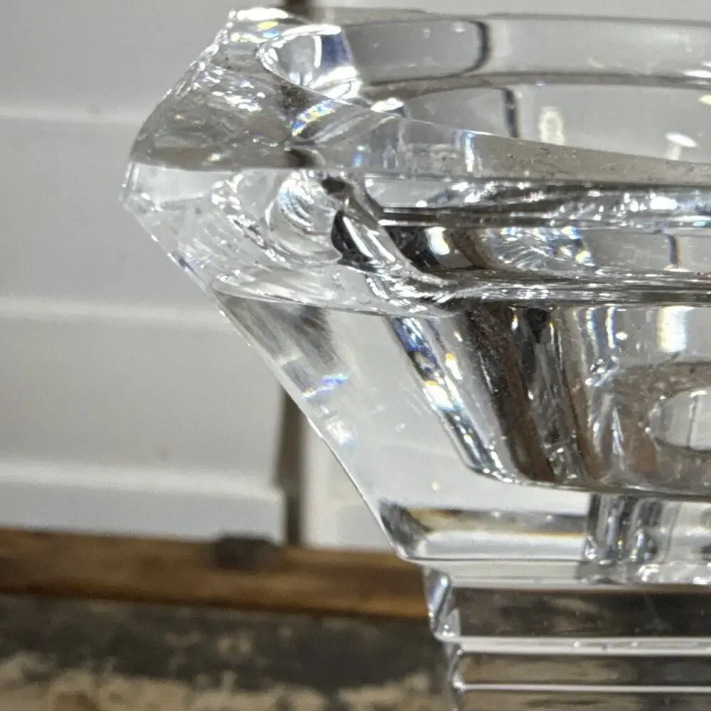 Set of 2 Clear Glass Decorative Candlestick Candle Holders, Pair
